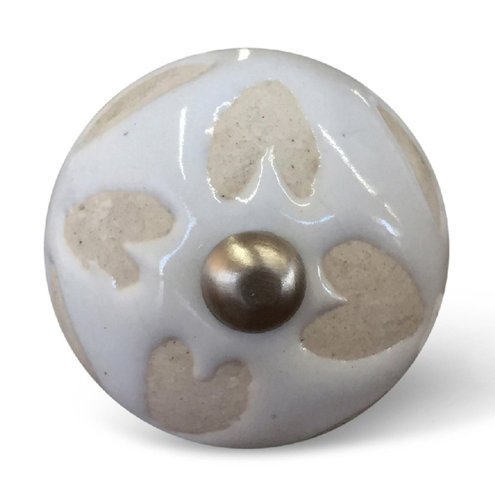 Set of Twelve Beige And White Floral Ceramic Drawer Pull Knobs HomeRoots