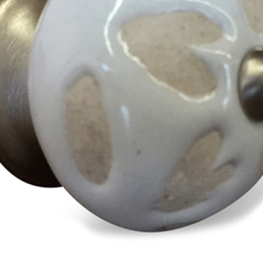 Set of Twelve Beige And White Floral Ceramic Drawer Pull Knobs HomeRoots