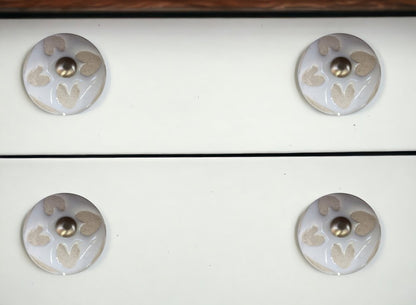 Set of Twelve Beige And White Floral Ceramic Drawer Pull Knobs HomeRoots