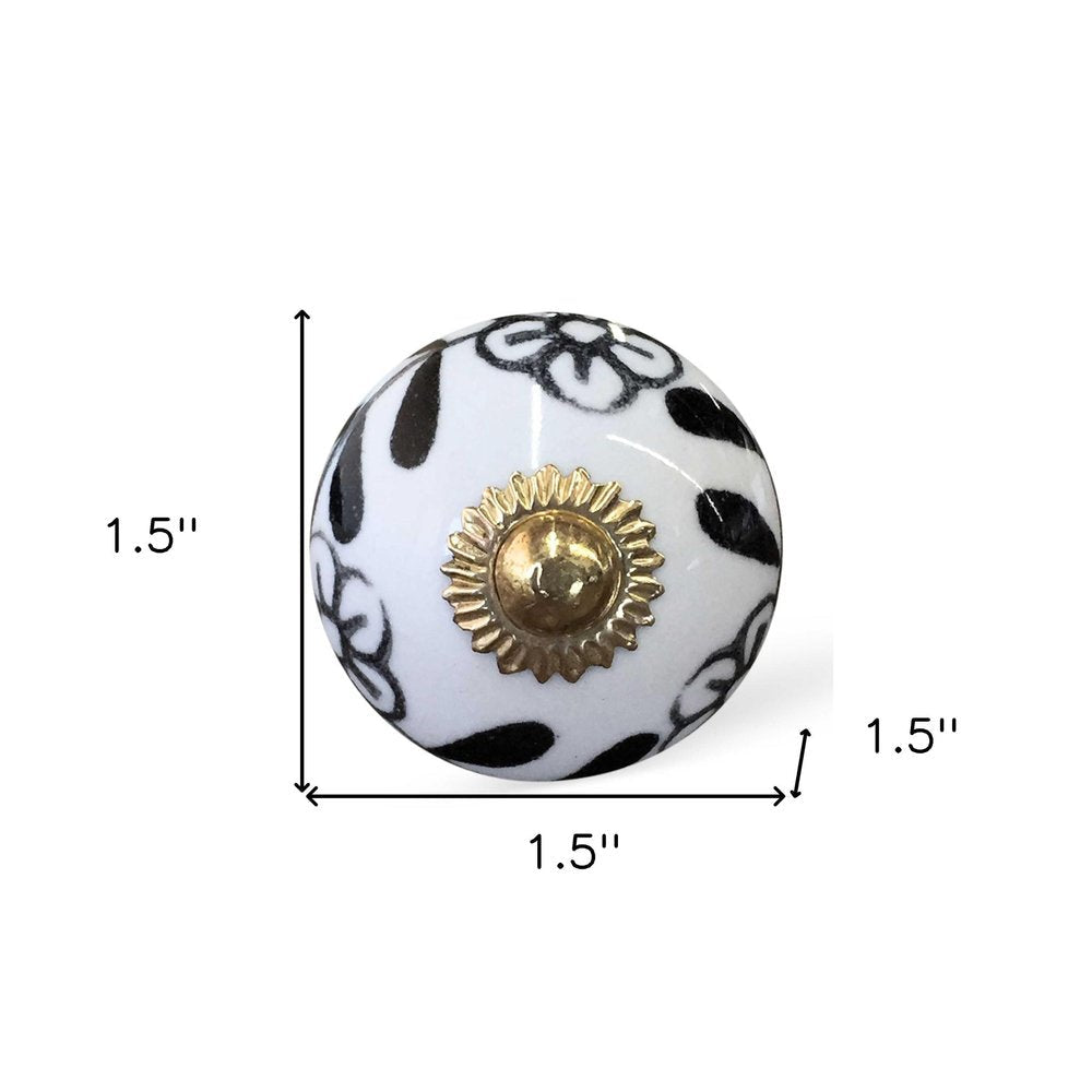 Set of Twelve Black And White Ceramic Drawer Pull Knobs HomeRoots
