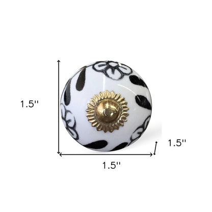 Set of Twelve Black And White Ceramic Drawer Pull Knobs HomeRoots