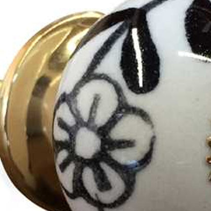 Set of Twelve Black And White Ceramic Drawer Pull Knobs HomeRoots