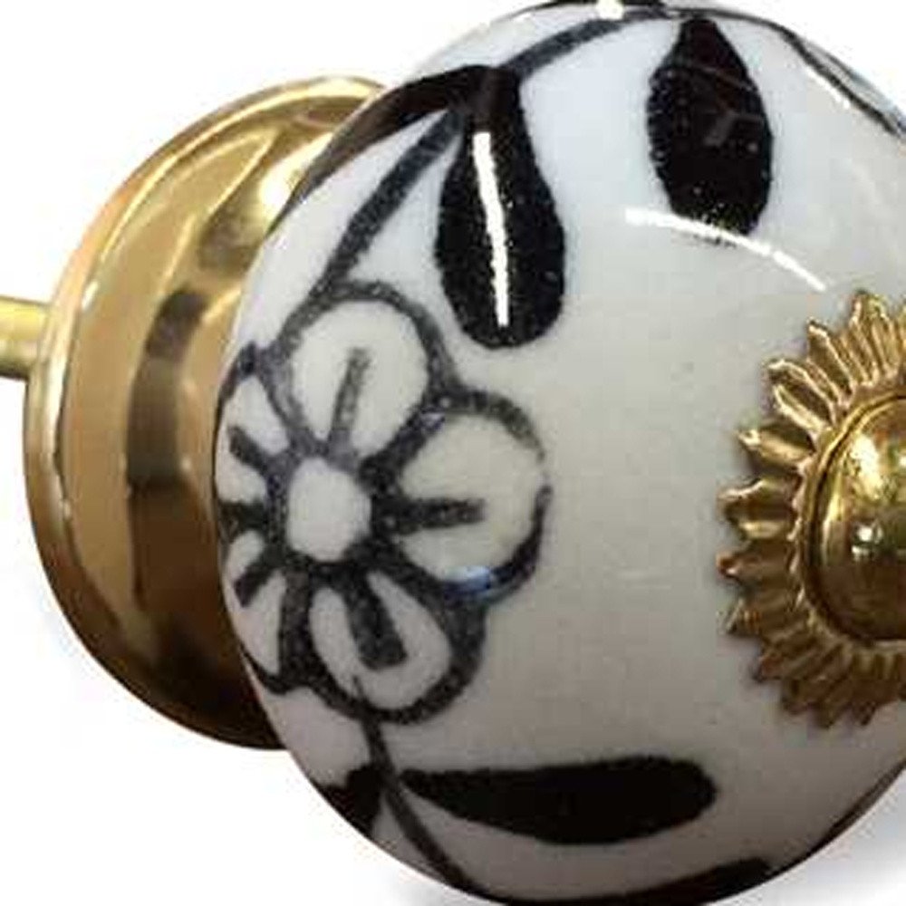 Set of Twelve Black And White Ceramic Drawer Pull Knobs HomeRoots