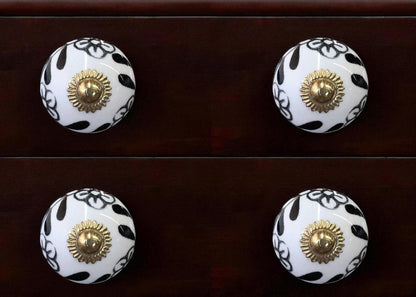 Set of Twelve Black And White Ceramic Drawer Pull Knobs HomeRoots