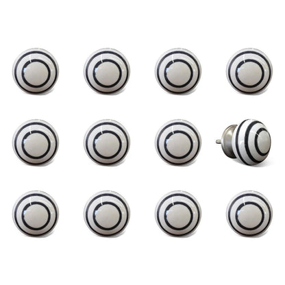 Set of Twelve Black And White Ceramic Drawer Pull Knobs HomeRoots