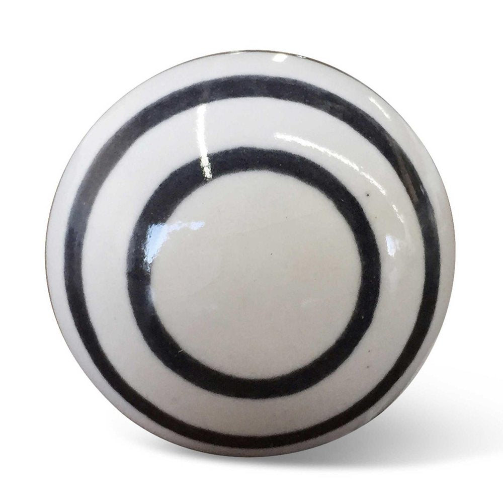 Set of Twelve Black And White Ceramic Drawer Pull Knobs HomeRoots