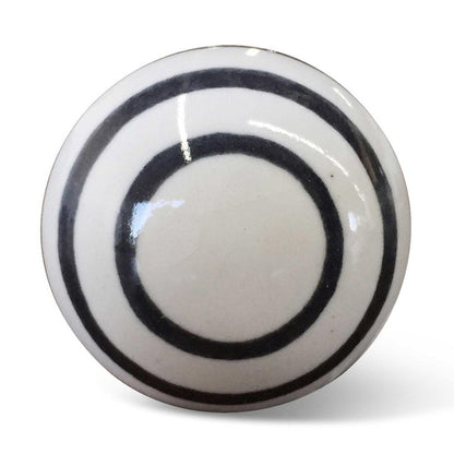 Set of Twelve Black And White Ceramic Drawer Pull Knobs HomeRoots