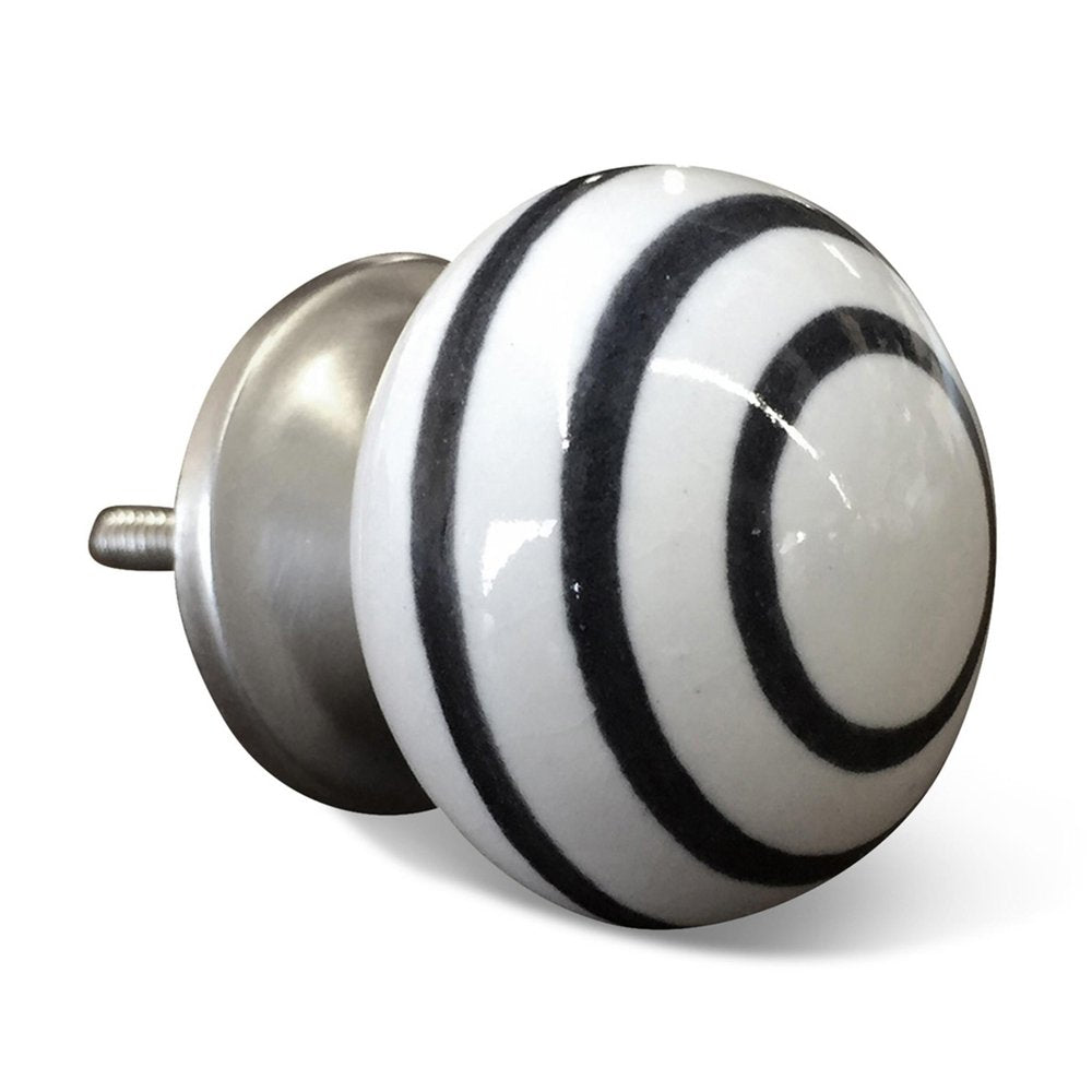 Set of Twelve Black And White Ceramic Drawer Pull Knobs HomeRoots