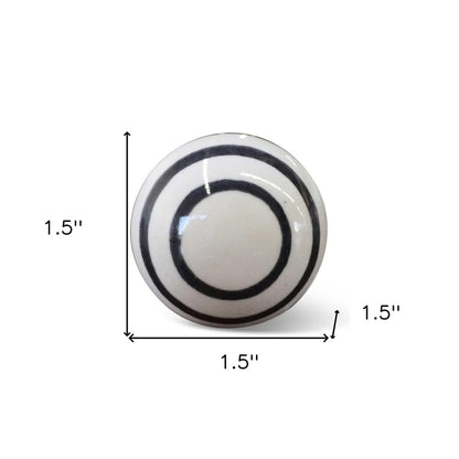 Set of Twelve Black And White Ceramic Drawer Pull Knobs HomeRoots