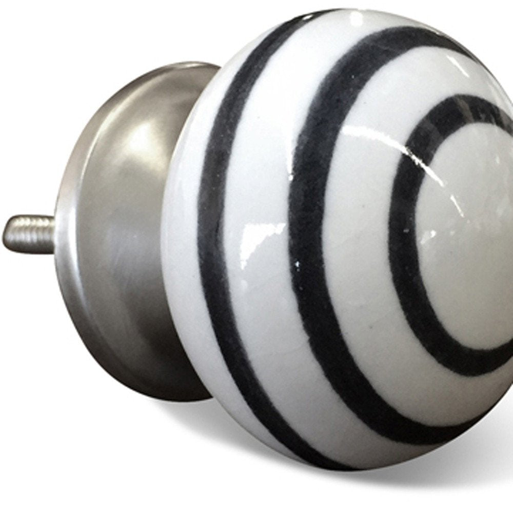 Set of Twelve Black And White Ceramic Drawer Pull Knobs HomeRoots