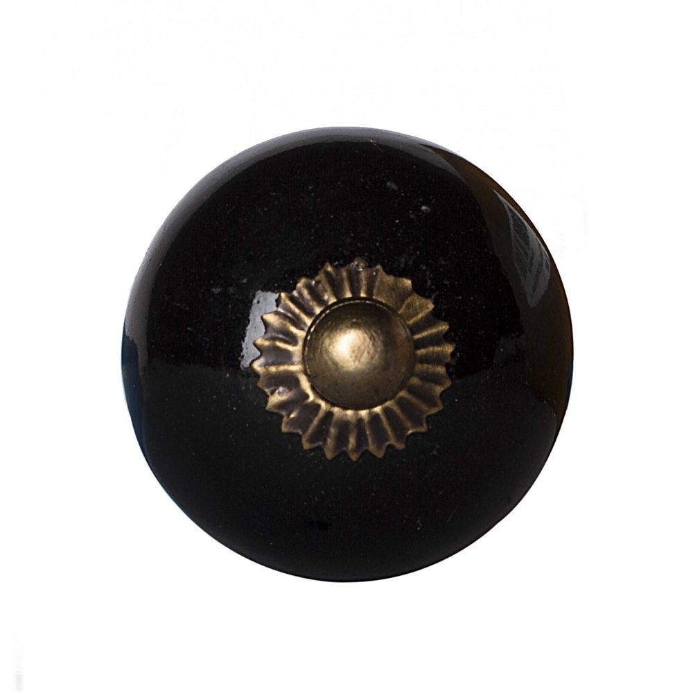 Set of Twelve Black And Gold Ceramic Drawer Pull Knobs HomeRoots