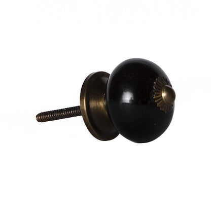 Set of Twelve Black And Gold Ceramic Drawer Pull Knobs HomeRoots