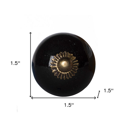 Set of Twelve Black And Gold Ceramic Drawer Pull Knobs HomeRoots