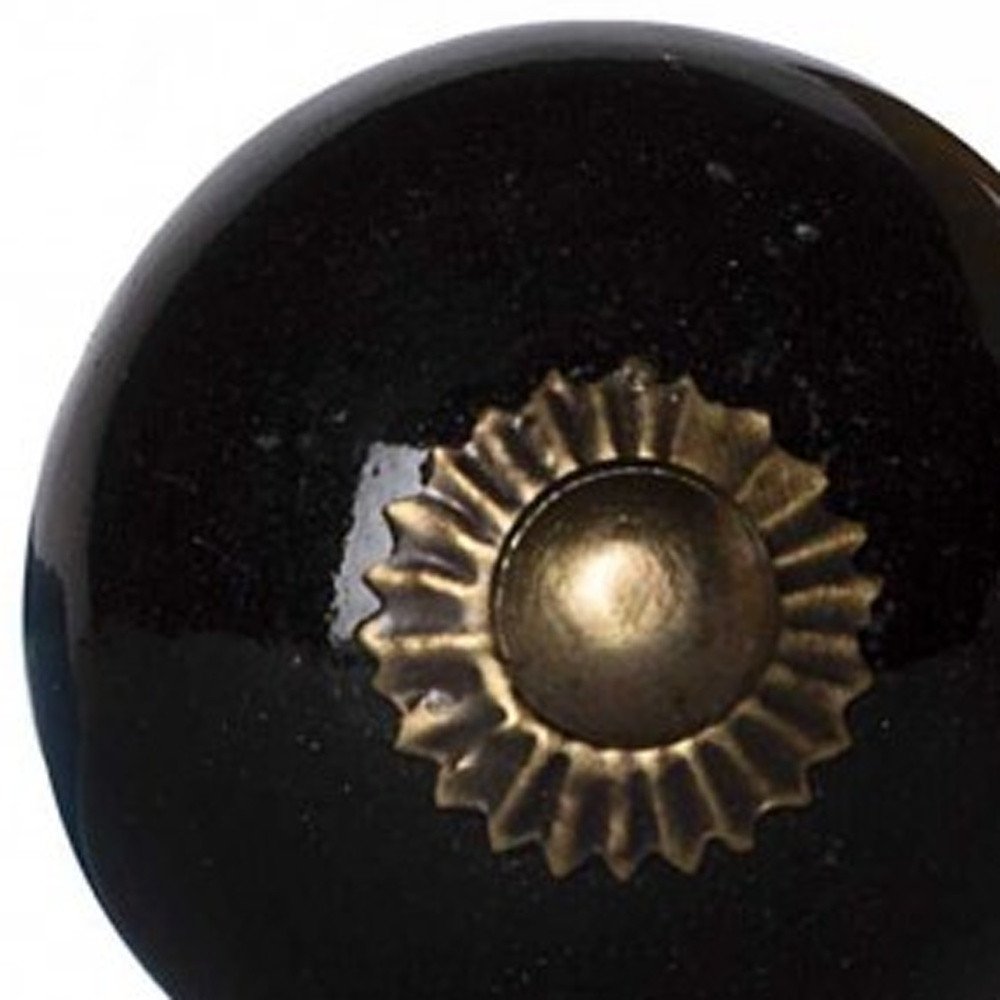 Set of Twelve Black And Gold Ceramic Drawer Pull Knobs HomeRoots