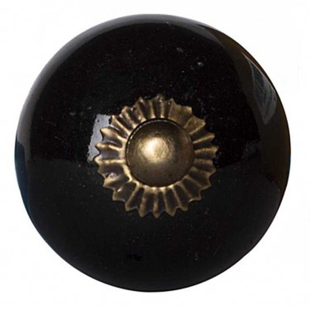 Set of Twelve Black And Gold Ceramic Drawer Pull Knobs HomeRoots