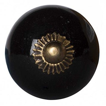 Set of Twelve Black And Gold Ceramic Drawer Pull Knobs HomeRoots