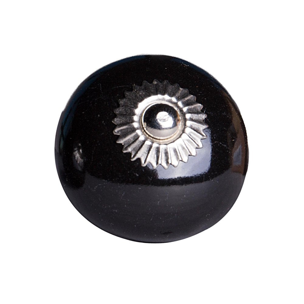Set of Eight Black And Silver Ceramic Drawer Pull Knobs HomeRoots