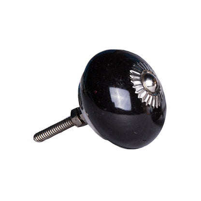 Set of Eight Black And Silver Ceramic Drawer Pull Knobs HomeRoots