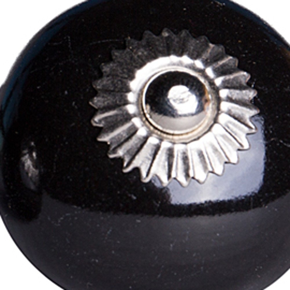 Set of Eight Black And Silver Ceramic Drawer Pull Knobs HomeRoots