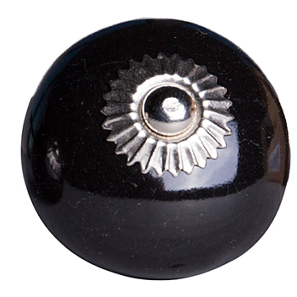 Set of Eight Black And Silver Ceramic Drawer Pull Knobs HomeRoots