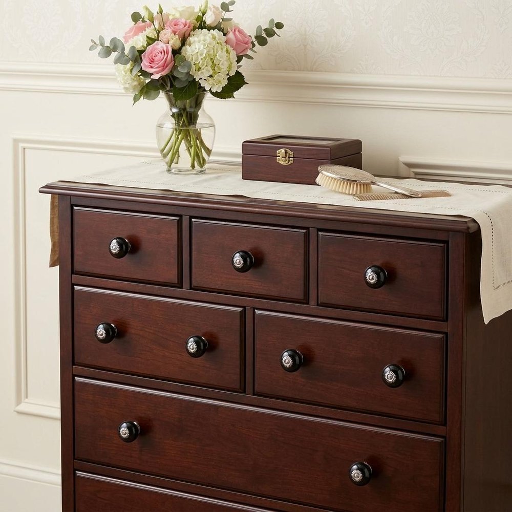 Set of Eight Black And Silver Ceramic Drawer Pull Knobs HomeRoots