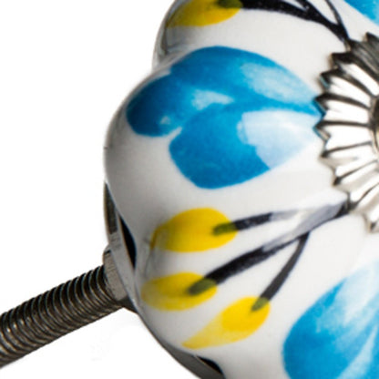 Set of Eight Blue And White Ceramic Drawer Pull Knobs HomeRoots