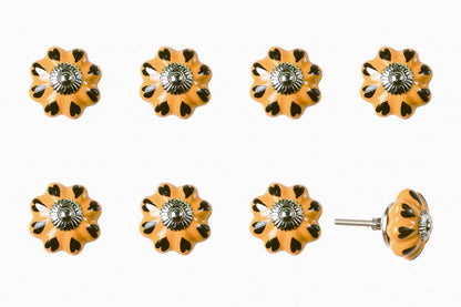 Set of Eight Yellow And Green Novelty Knob Ceramic Drawer Pull Knobs HomeRoots