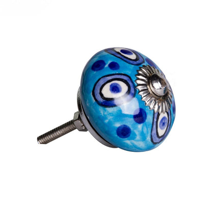 Set of Eight Blue And White Botanical Ceramic Drawer Pull Knobs HomeRoots
