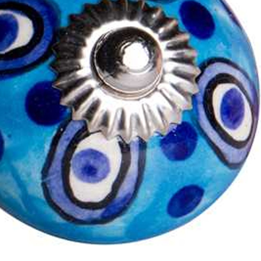 Set of Eight Blue And White Botanical Ceramic Drawer Pull Knobs HomeRoots