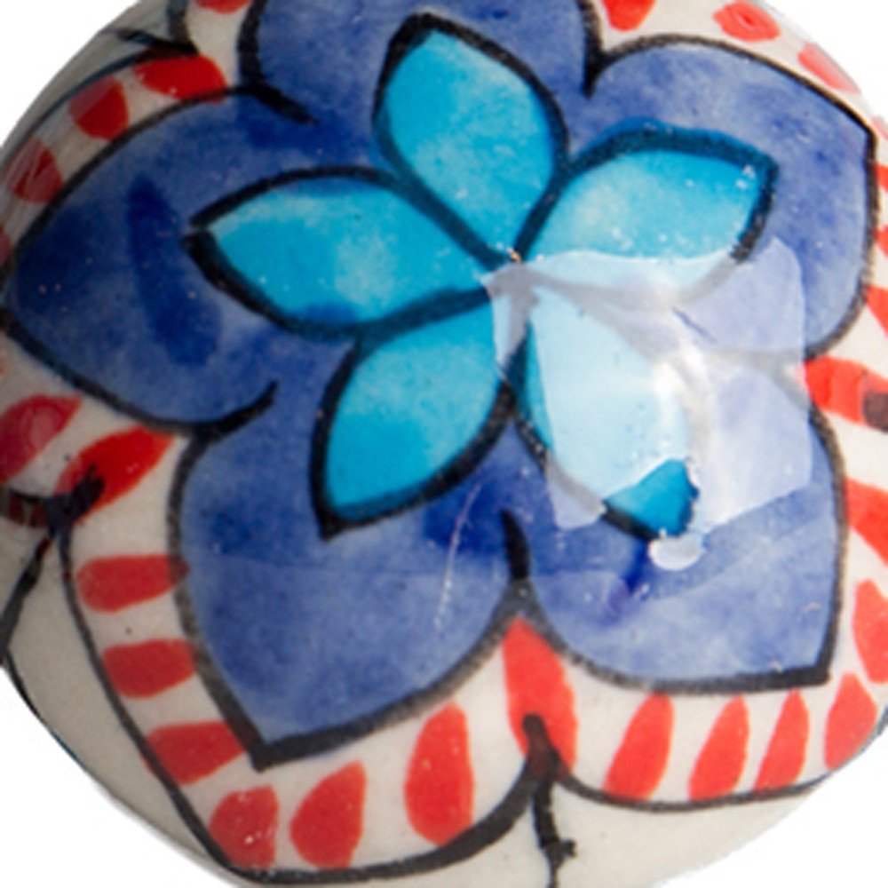 Set of Eight Blue And White Floral Ceramic Drawer Pull Knobs HomeRoots