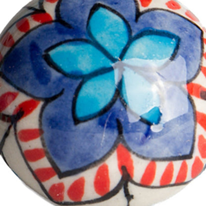 Set of Eight Blue And White Floral Ceramic Drawer Pull Knobs HomeRoots