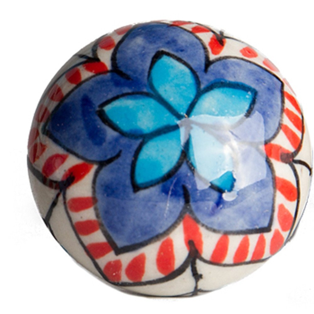 Set of Eight Blue And White Floral Ceramic Drawer Pull Knobs HomeRoots