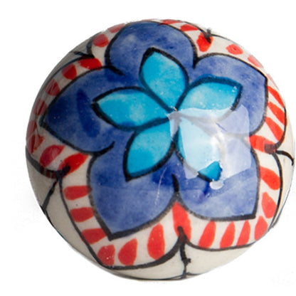 Set of Eight Blue And White Floral Ceramic Drawer Pull Knobs HomeRoots