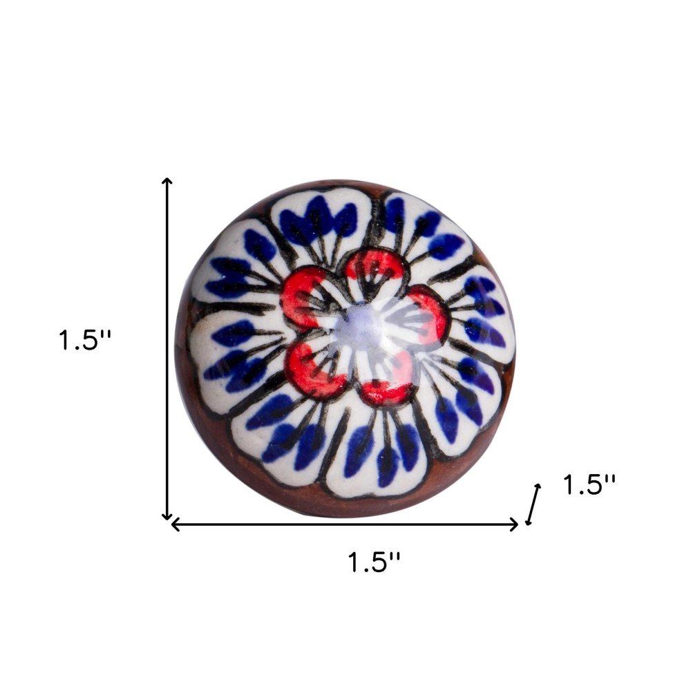 Set of Eight Blue And White Floral Ceramic Drawer Pull Knobs HomeRoots