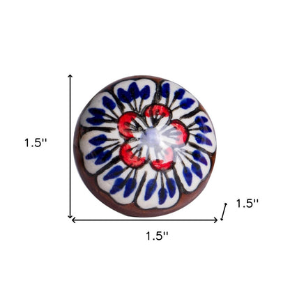 Set of Eight Blue And White Floral Ceramic Drawer Pull Knobs HomeRoots