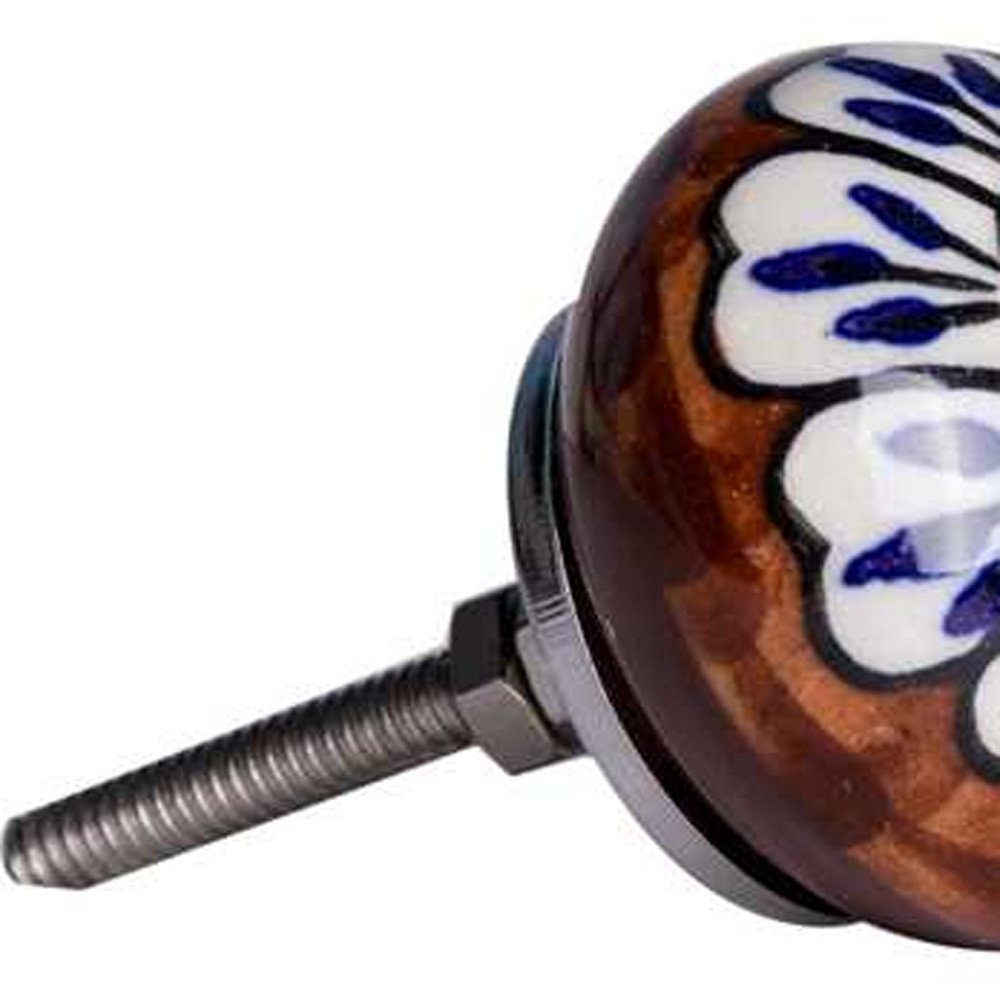Set of Eight Blue And White Floral Ceramic Drawer Pull Knobs HomeRoots