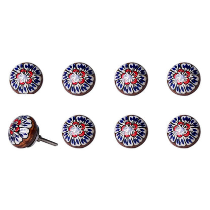 Set of Eight Blue And White Floral Ceramic Drawer Pull Knobs HomeRoots