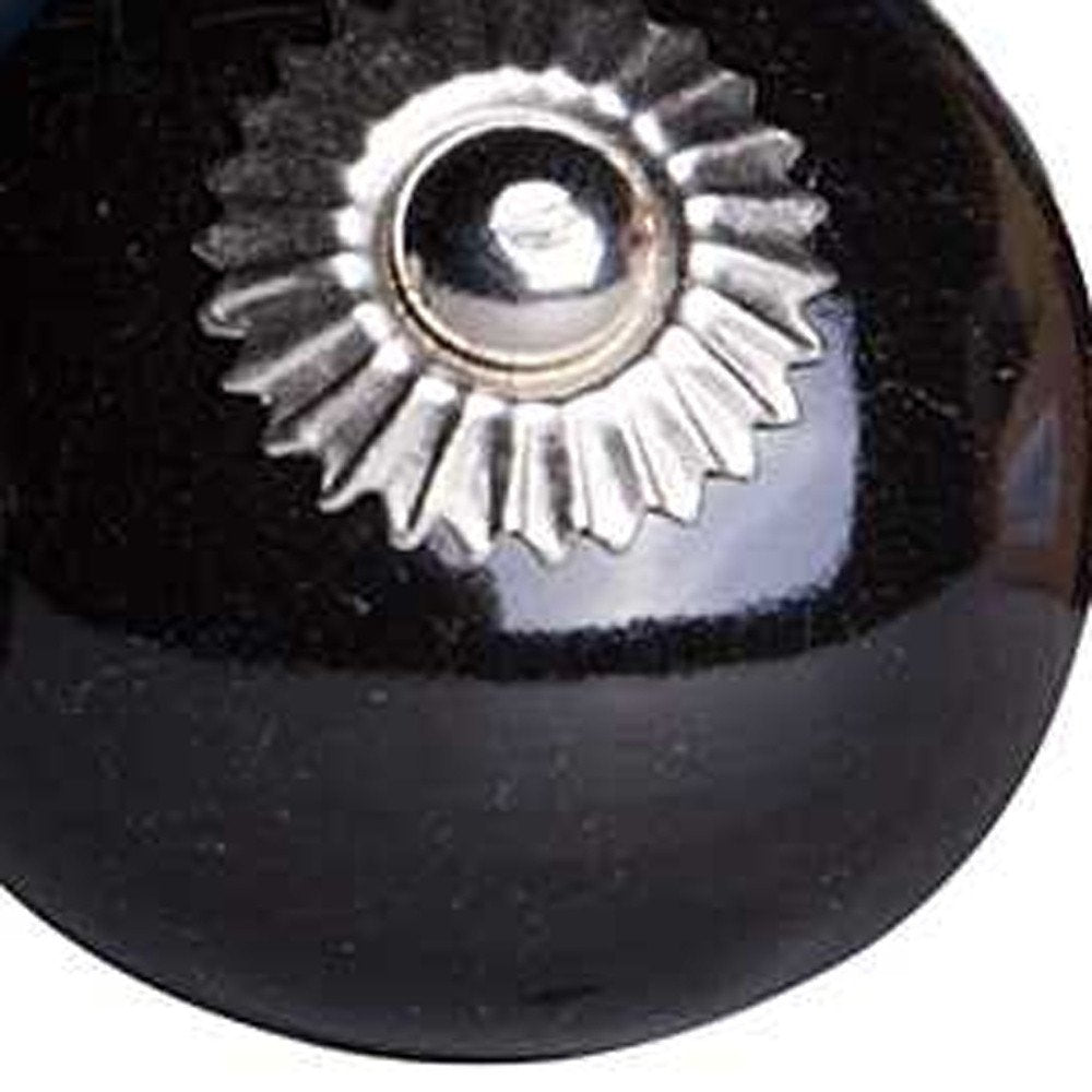 Set of Twelve Black Ceramic Drawer Pull Knobs HomeRoots