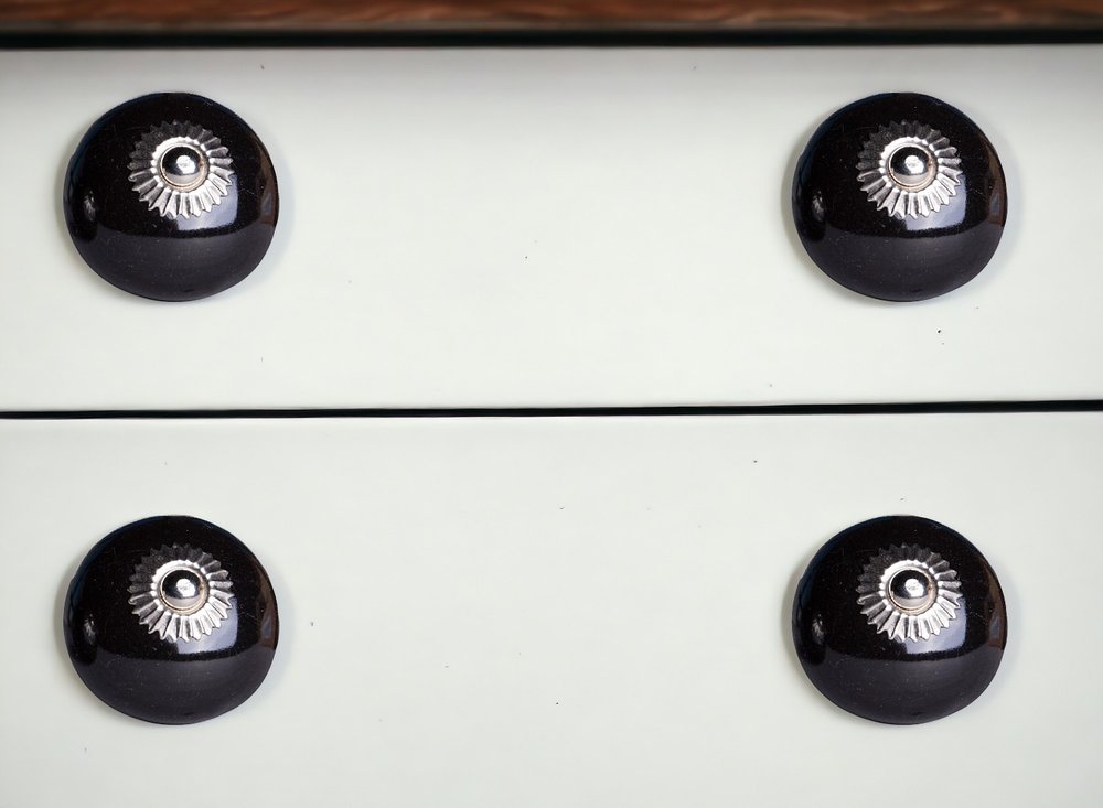 Set of Twelve Black Ceramic Drawer Pull Knobs HomeRoots