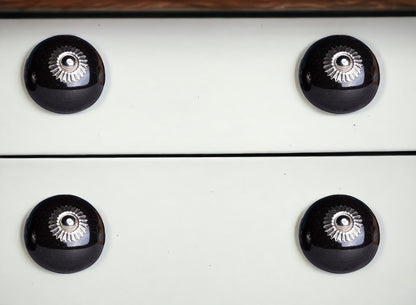 Set of Twelve Black Ceramic Drawer Pull Knobs HomeRoots