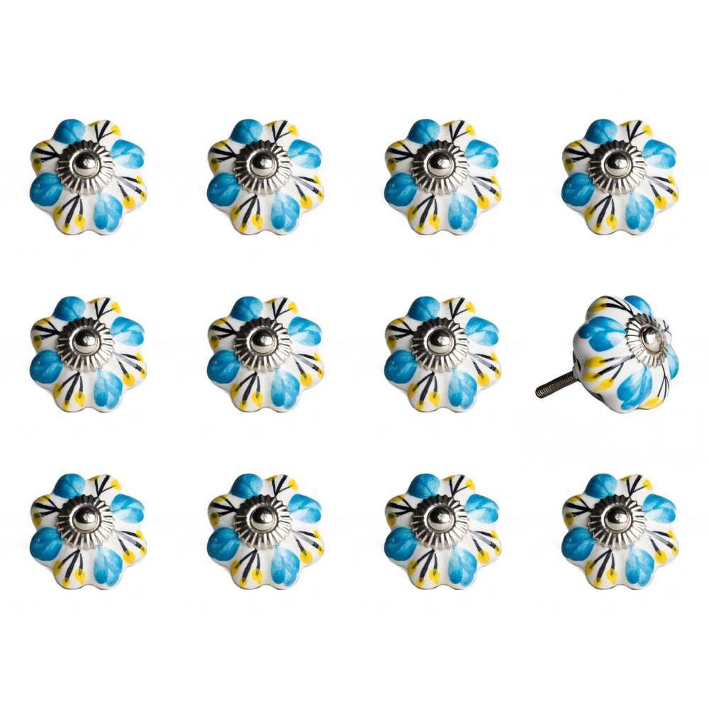 1.5" X 1.5" X 1.5" Ceramic Metal Multicolor 12 Pack Knob HomeRoots