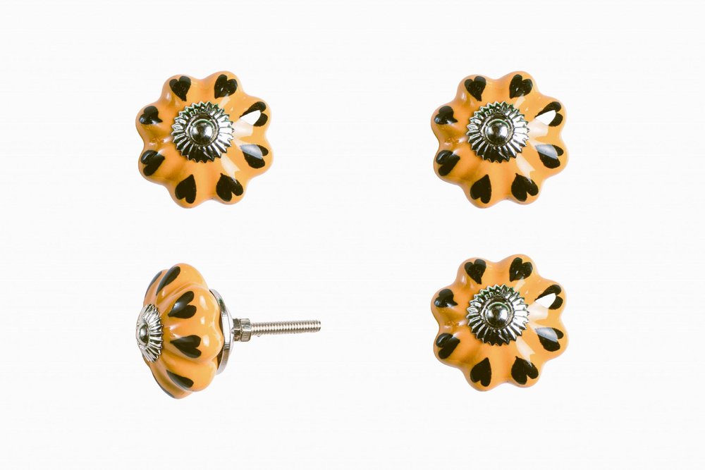 Set of Twelve Yellow And Green Ceramic Drawer Pull Knobs HomeRoots
