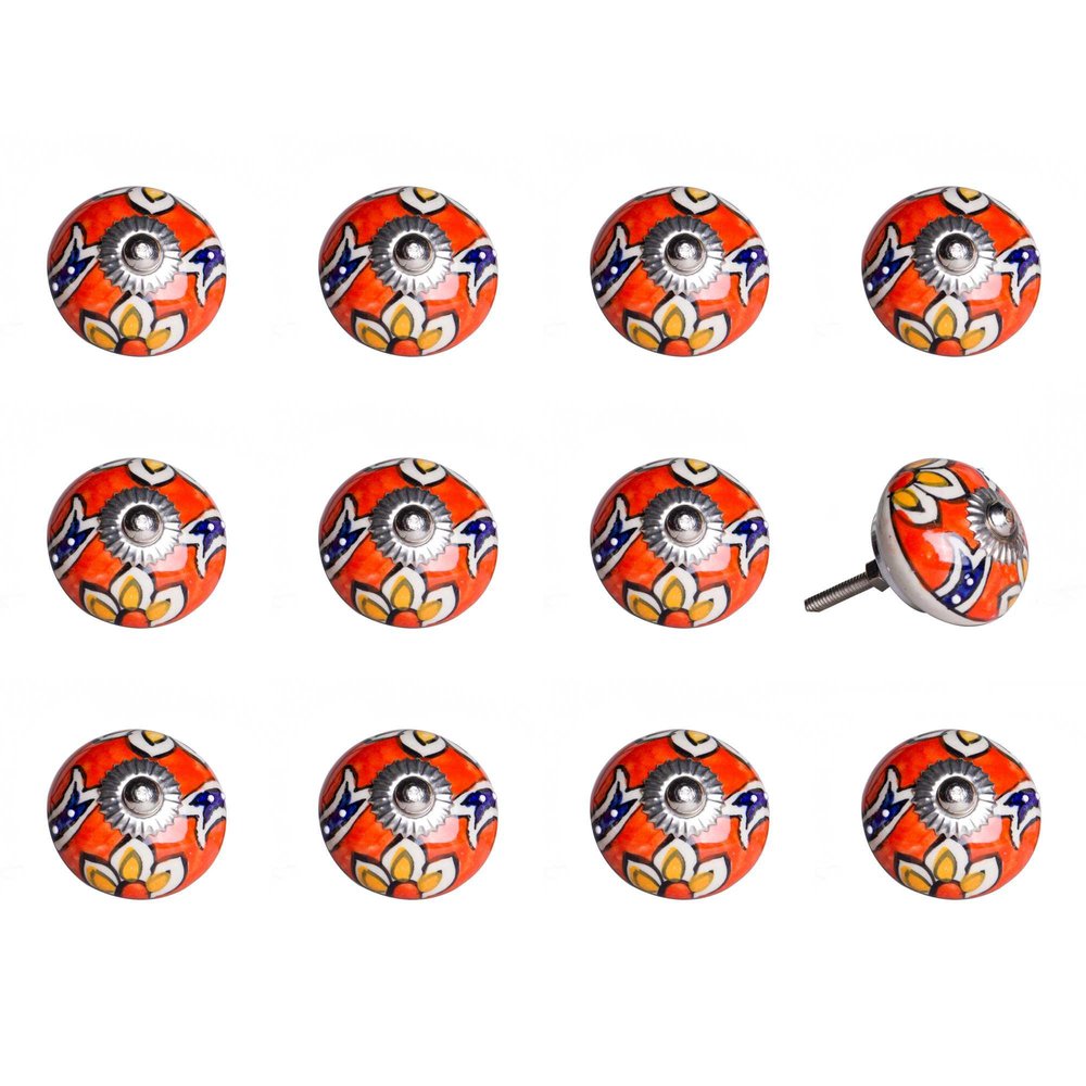 1.5" X 1.5" X 1.5" Ceramic Metal Multicolor 12 Pack Knob HomeRoots