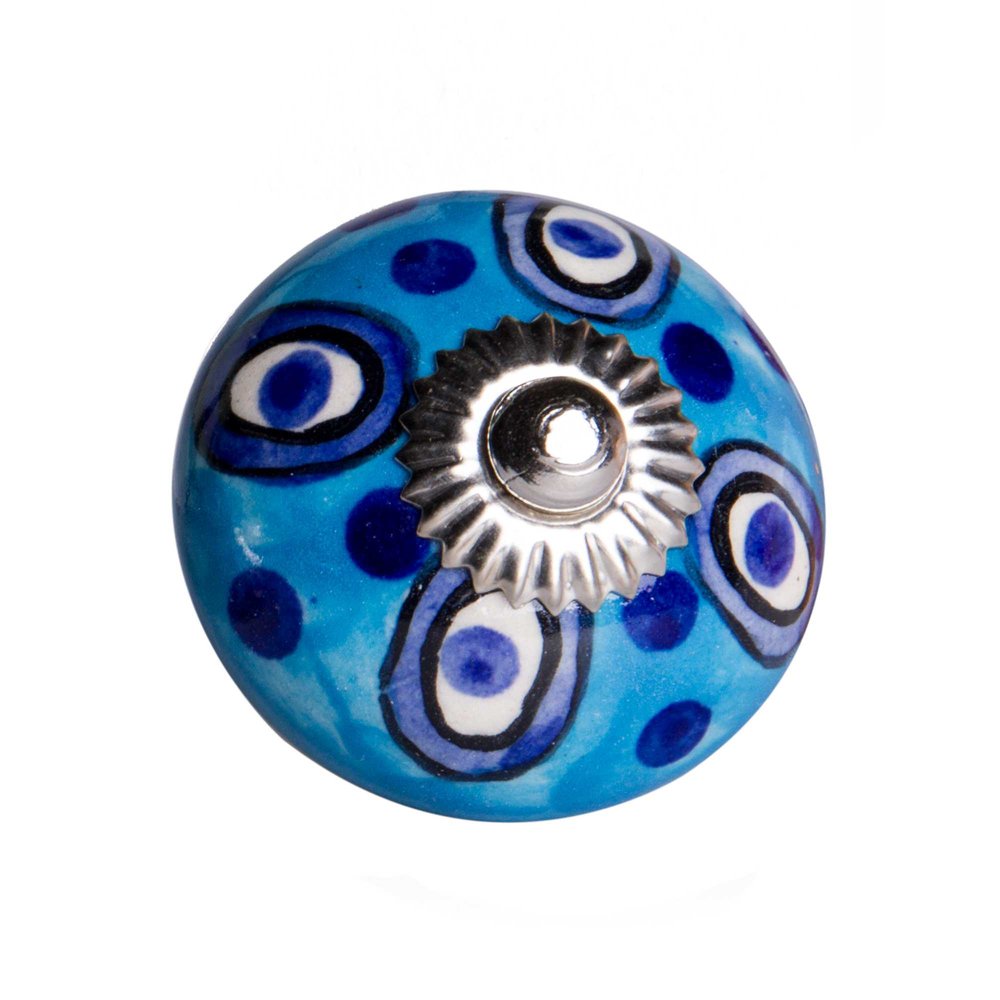 Set of Twelve Blue And White Botanical Ceramic Drawer Pull Knobs HomeRoots