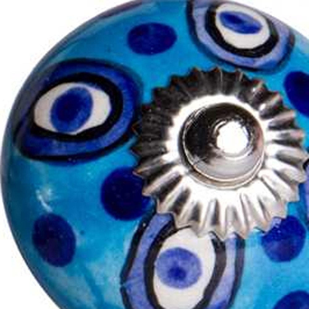 Set of Twelve Blue And White Botanical Ceramic Drawer Pull Knobs HomeRoots