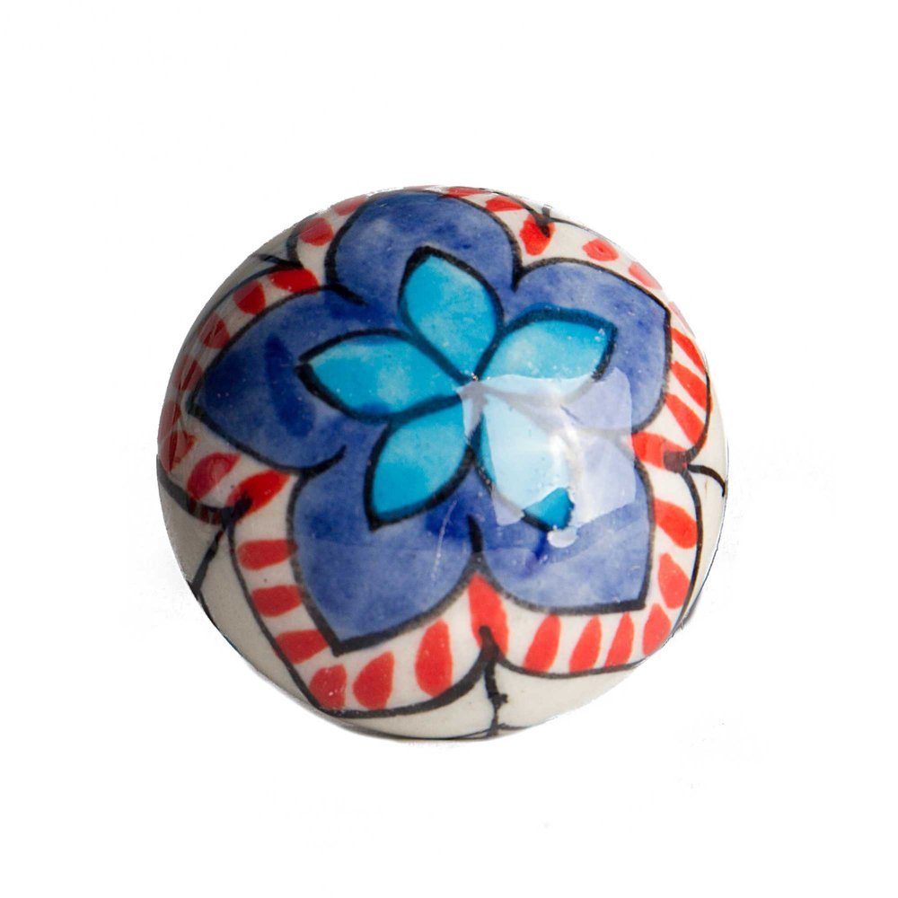 Set of Twelve Blue And White Floral Ceramic Drawer Pull Knobs HomeRoots
