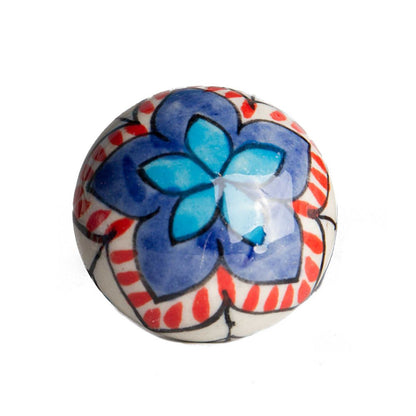 Set of Twelve Blue And White Floral Ceramic Drawer Pull Knobs HomeRoots
