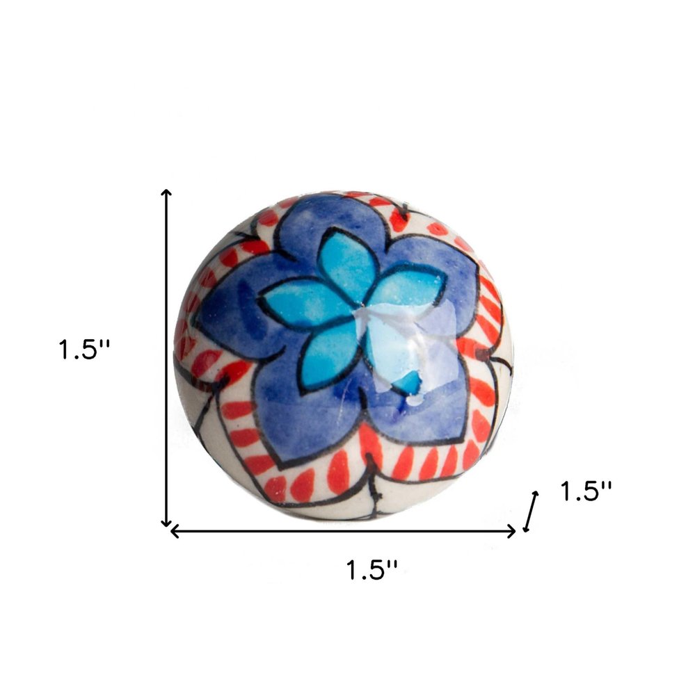 Set of Twelve Blue And White Floral Ceramic Drawer Pull Knobs HomeRoots