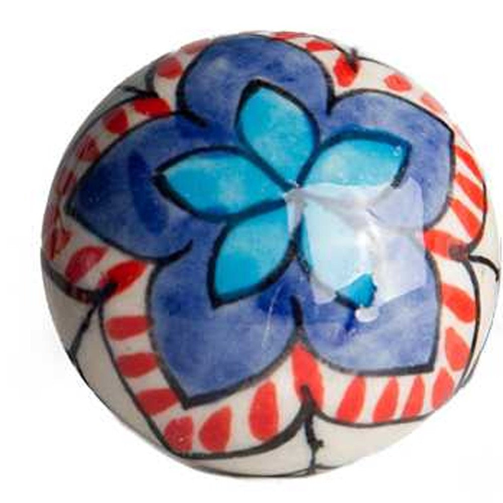 Set of Twelve Blue And White Floral Ceramic Drawer Pull Knobs HomeRoots