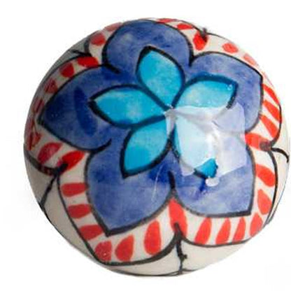 Set of Twelve Blue And White Floral Ceramic Drawer Pull Knobs HomeRoots